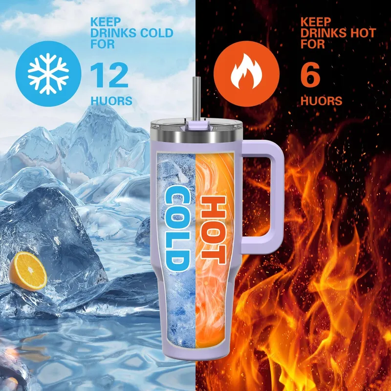 WATERSY Thermosbeker Roestvrij Staal Handvat Rietje 1182ml — foto 4