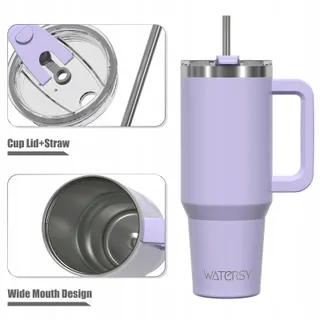 WATERSY Thermosbeker Roestvrij Staal Handvat Rietje 1182ml — miniatuur 6