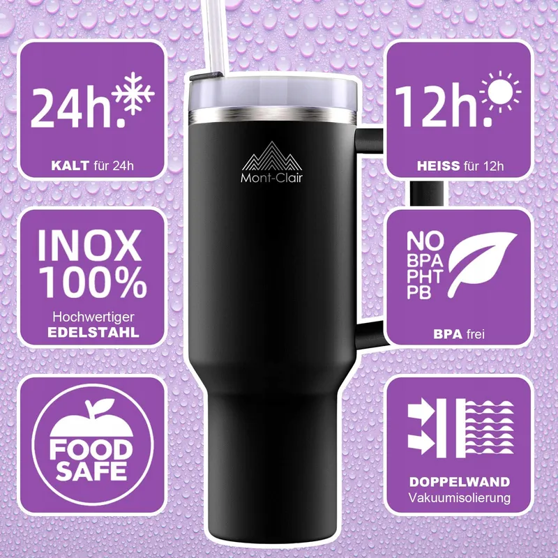MONT-CLAIR Tumbler Thermobeker 1,2L Rietje BPA-Vrij — foto 2