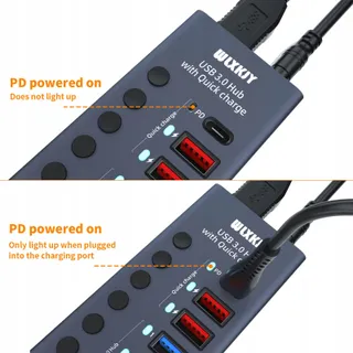 WLXKJY Aluminium USB 3.0 Hub 7-in-1 4x USB 3.0 3x PD Oplaadpoorten — miniatuur 4