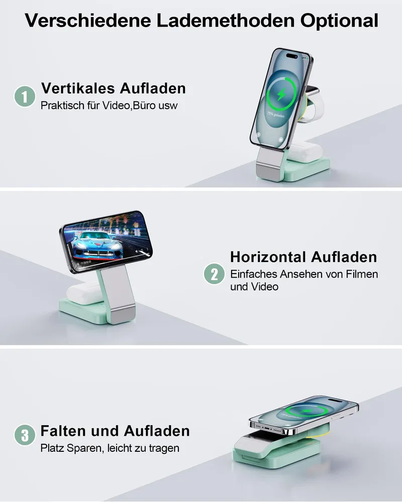 ADADPU MagSafe 3-in-1 Opvouwbare Oplader iPhone Apple Watch AirPods — foto 4