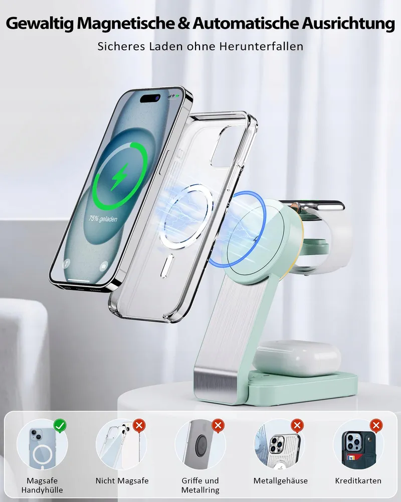 ADADPU MagSafe 3-in-1 Opvouwbare Oplader iPhone Apple Watch AirPods — foto 3