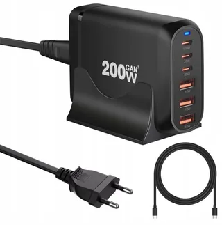 QUTIASE USB C Oplader 200W 6 Poorten GaN III Snel