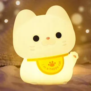 Silicone LED Nachtlampje Kinderen Kat USB Touch Timer
