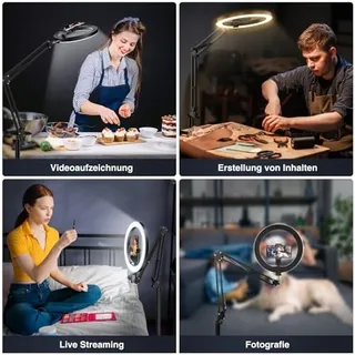 EVERSHOP LED Ringlicht 10" Statief Telefoonhouder Afstandsbediening — miniatuur 2