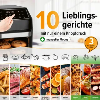 GOURMETMAXX Airfryer 12L 1700W 9 Functies Minioven — miniatuur 3