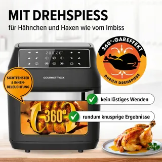 GOURMETMAXX Airfryer 12L 1700W 9 Functies Minioven — miniatuur 6