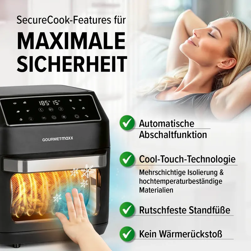 GOURMETMAXX Airfryer 12L 1700W 9 Functies Minioven — foto 9
