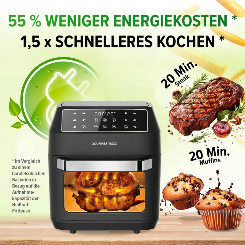 GOURMETMAXX Airfryer 12L 1700W 9 Functies Minioven — foto 7