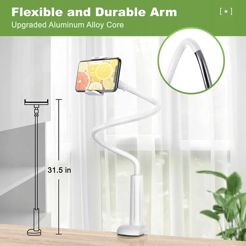 SHAWE Flexibele Verstelbare Telefoonhouder 4-6,5 Inch 76cm Wit — foto 4