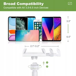 SHAWE Flexibele Verstelbare Telefoonhouder 4-6,5 Inch 76cm Wit — miniatuur 2
