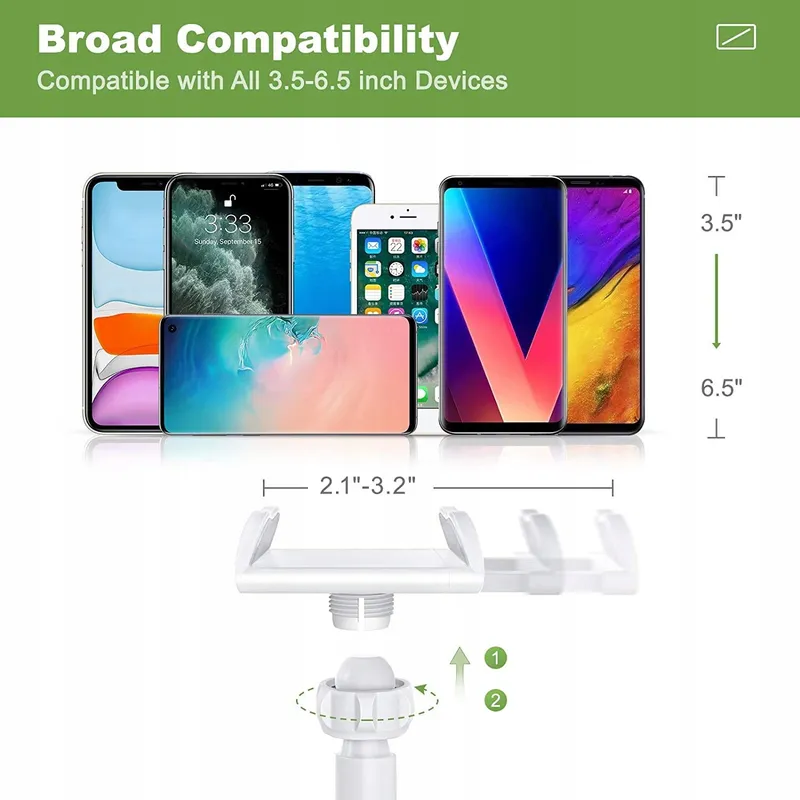 SHAWE Flexibele Verstelbare Telefoonhouder 4-6,5 Inch 76cm Wit — foto 2