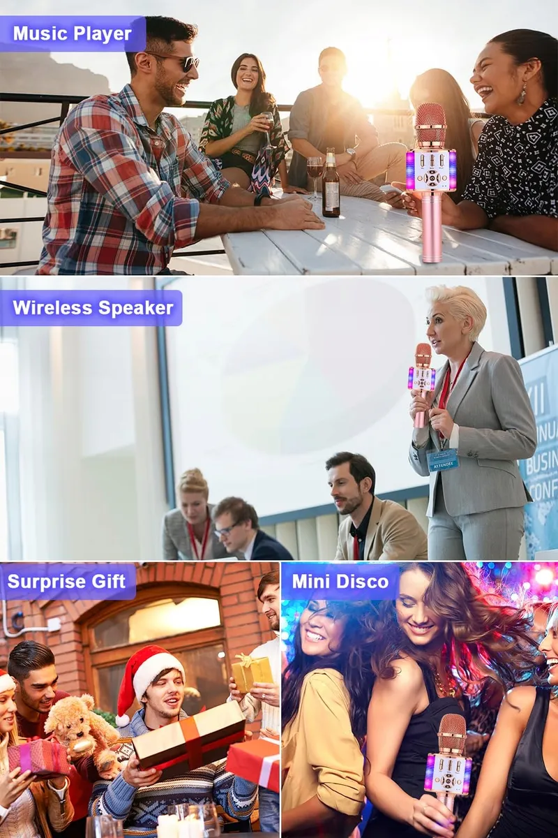 BONAOK Draadloze Karaoke Microfoon Speaker LED Kinderen iOS Android — foto 7