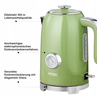 WILTAL Retro Waterkoker 1,7L 2200W Roestvrij Staal Met Thermometer — miniatuur 8