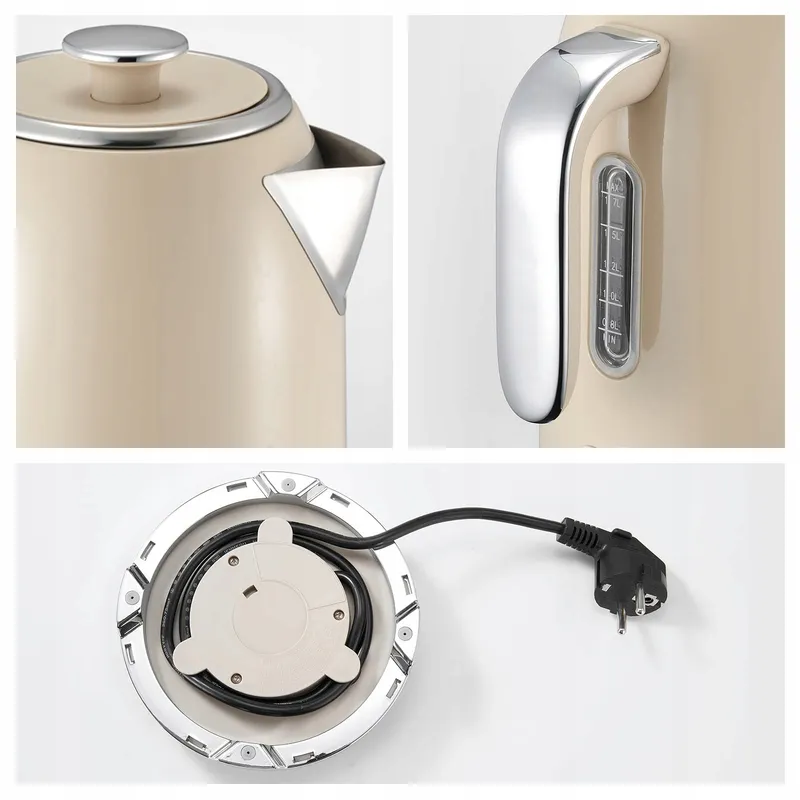 WILTAL Retro Waterkoker 1,7L 2200W Roestvrij Staal Met Thermometer — foto 2