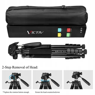 VICTIV Lichte Aluminium Statief 52-185cm DSLR Smartphone