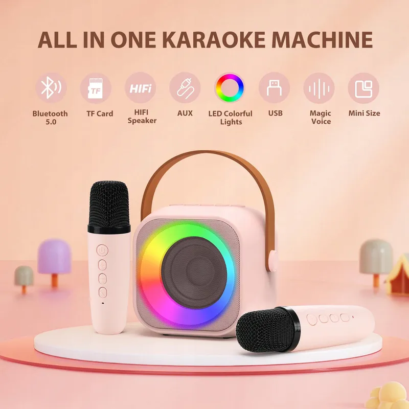JEEFU Karaokemachine Kinderen 2 Microfoons Meisjes 3-12 Jaar — foto 2