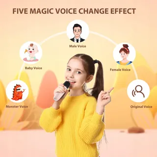 JEEFU Karaokemachine Kinderen 2 Microfoons Meisjes 3-12 Jaar — miniatuur 4