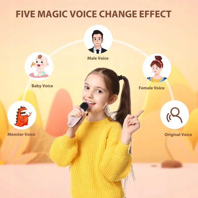 JEEFU Karaokemachine Kinderen 2 Microfoons Meisjes 3-12 Jaar — foto 4