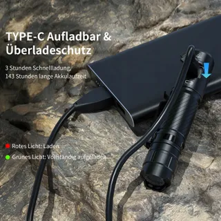 WUBEN C3 LED Zaklamp 1200 Lumen USB-C Oplaadbaar Tactisch — miniatuur 4