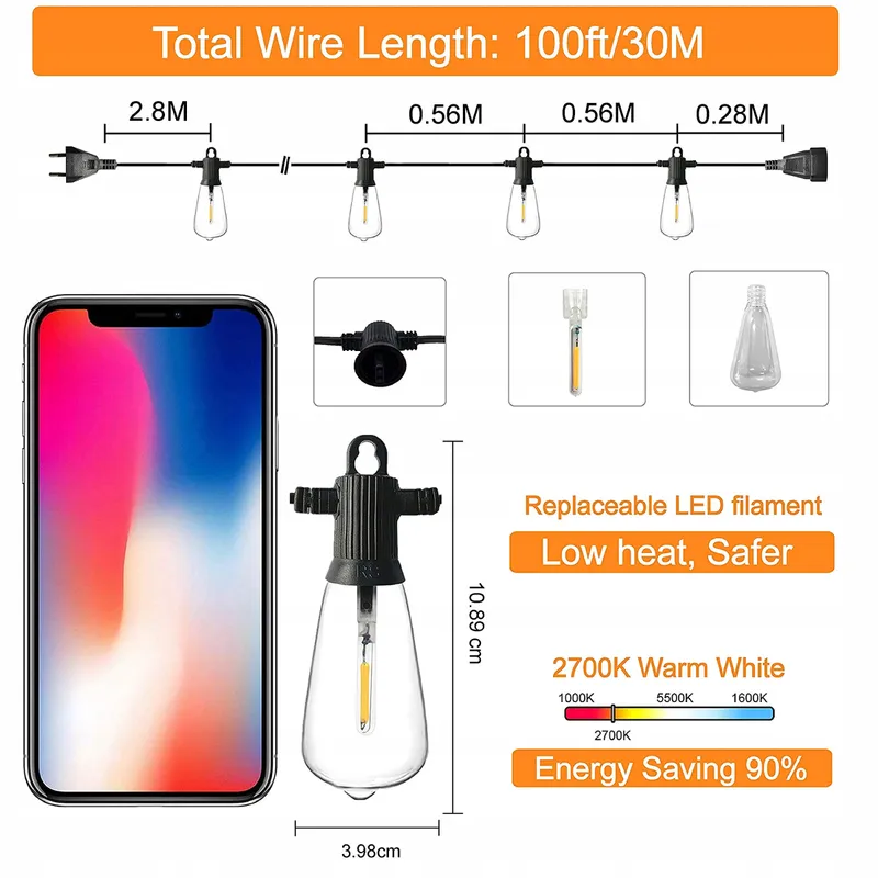 ZOTOI Tuinlichtketting G40 7.6M IP65 Waterdicht — foto 13