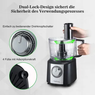 TOPSTRONG Keukenmachine 800W 2L 3 Snijschijven — miniatuur 4