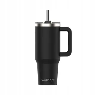 WATERSY Thermosbeker 891ml RVS Handvat Rietje Zwart