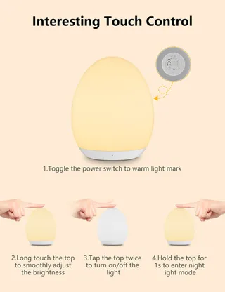 MEDIACOUS LED Nachtlampje Kinderen 8 Kleuren USB Timer Touch — miniatuur 4