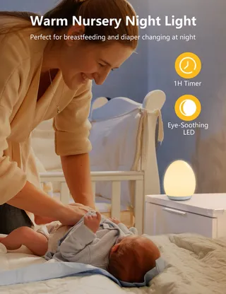 MEDIACOUS LED Nachtlampje Kinderen 8 Kleuren USB Timer Touch — miniatuur 6