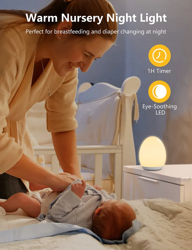 MEDIACOUS LED Nachtlampje Kinderen 8 Kleuren USB Timer Touch — foto 6
