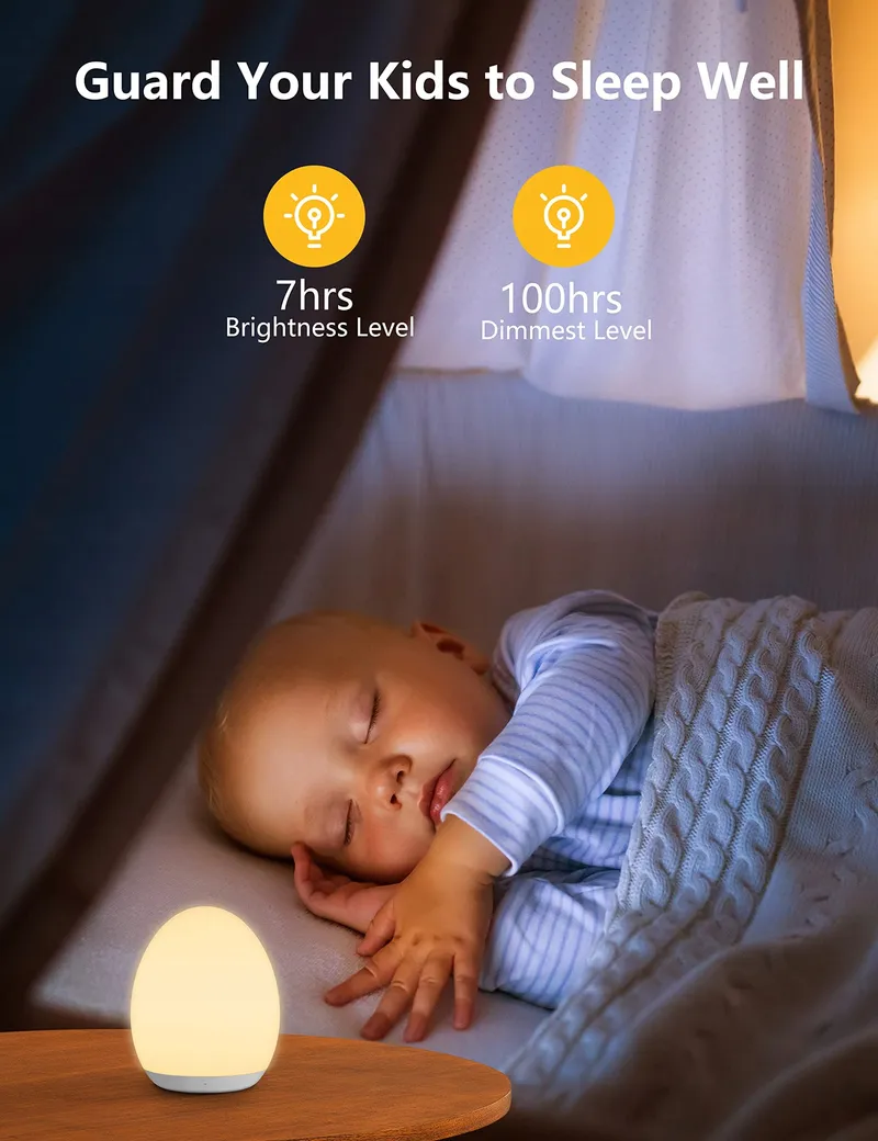 MEDIACOUS LED Nachtlampje Kinderen 8 Kleuren USB Timer Touch — foto 7