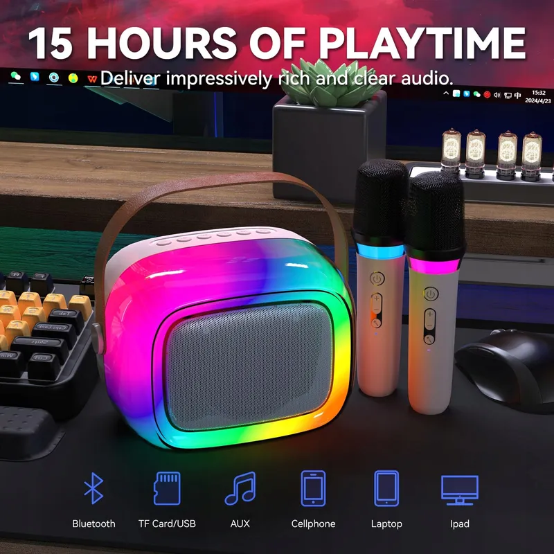 GUYUCOM Karaokeset Bluetooth Kinderen Volwassenen Microfoons — foto 4