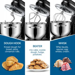 VOSPEED Keukenmixer 1500W 6 Snelheden 6.2L Kom Zwart — miniatuur 4