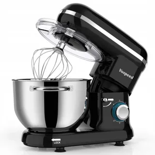 VOSPEED Keukenmixer 1500W 6 Snelheden 6.2L Kom Zwart — miniatuur 2