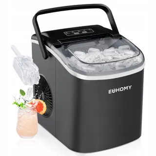 EUHOMY IJsblokjesmachine 12KG Compact Zelfreinigend Zwart