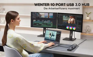 WLXKJY USB Hub Actief 72W 10 Poorten Aluminium Snelladen — miniatuur 7
