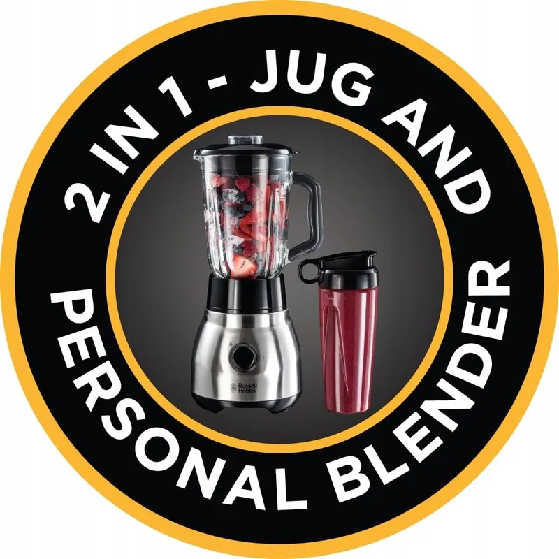 RUSSELL HOBBS Blender 2-in-1 1,5L Smoothie Maker 0,6L BPA-vrij — foto 9