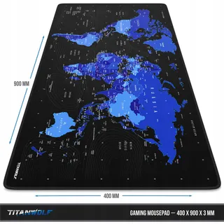 TITANWOLF XXL Muismat 900x400mm Antislip Wereldkaart — miniatuur 2