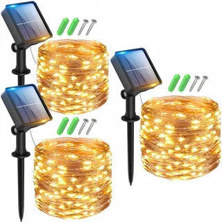 PASUR Solar Lichtketting Draad 3 Stuks 120 LED