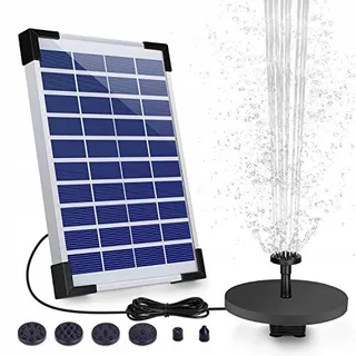 AISITIN Solar Tuinfontein 5.5W Vijverpomp met Batterij 1500mAh