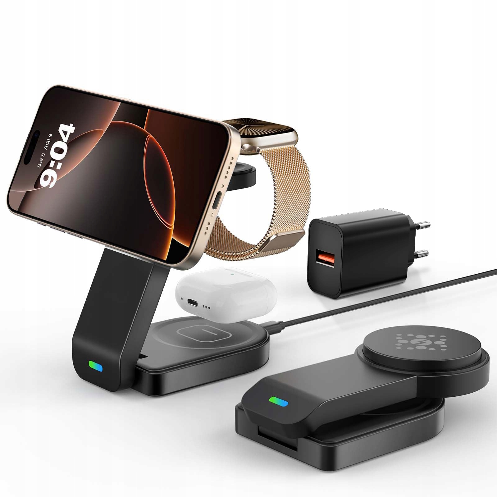 QUVFHE Magnetisch Opvouwbaar Laadstation 3-in-1 iPhone Watch AirPods