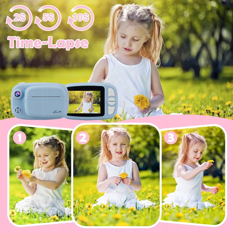 GLOBALCROWN Digitale Kindercamera met Printpapier en 32GB Kaart — foto 6