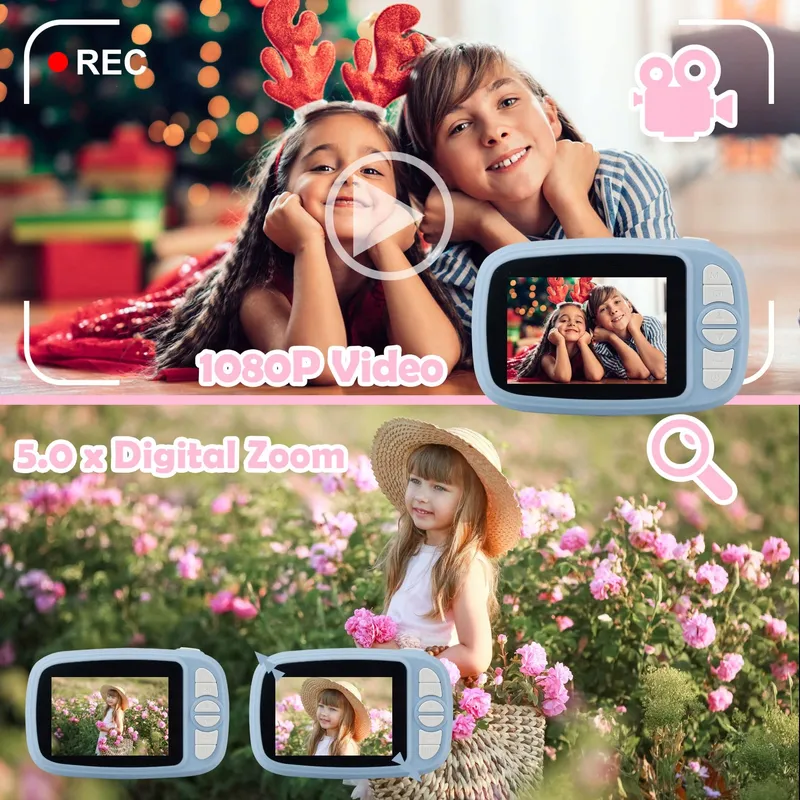 GLOBALCROWN Digitale Kindercamera met Printpapier en 32GB Kaart — foto 3