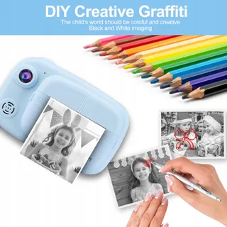 GLOBALCROWN Digitale Kindercamera met Printpapier en 32GB Kaart — miniatuur 4