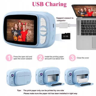 GLOBALCROWN Digitale Kindercamera met Printpapier en 32GB Kaart — miniatuur 5