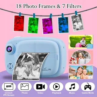 GLOBALCROWN Digitale Kindercamera met Printpapier en 32GB Kaart — miniatuur 2
