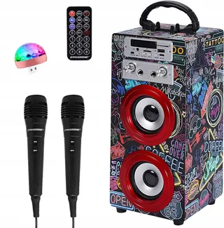 DYNASONIC Karaoke Kinderen Microfoons Bluetooth USB SD Licht