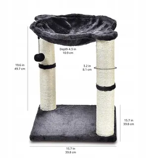 Krabpaal Kattenboom Hangmat Huisje 3-in-1 XL Grijs — miniatuur 4