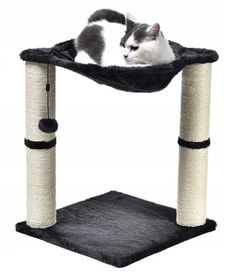 Krabpaal Kattenboom Hangmat Huisje 3-in-1 XL Grijs — miniatuur 2