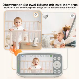 BOIFUN Babyfoon Camera VOX Nachtzicht Monitor 4 Inch IPS Audio